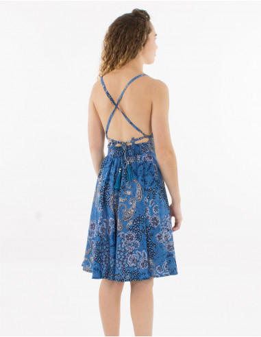 Vestido corto poliester espalda descubierta...