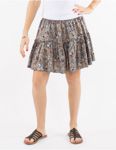 Falda corta poliester sari estampado plata