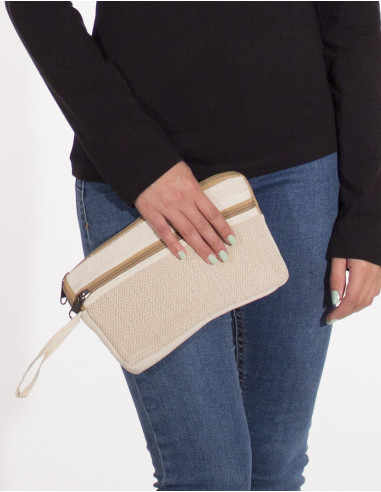 Trousse Coton Chevrons Doub 2 Zips 25X14