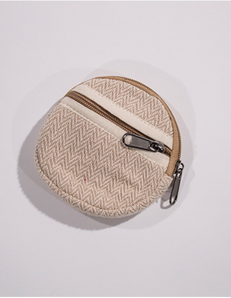 Porte Monnaie Coton Rond Double Chevrons