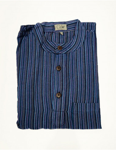 Camisa kurta h algodon rayas botones redondos...