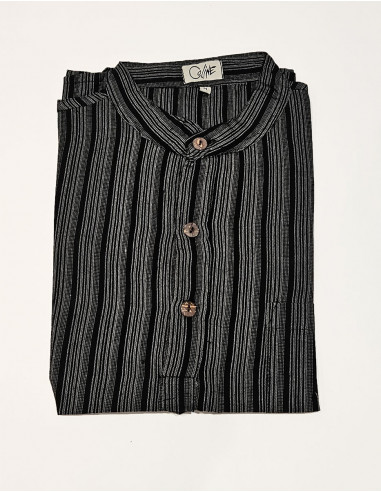 Camisa kurta h algodon rayas botones redondos...