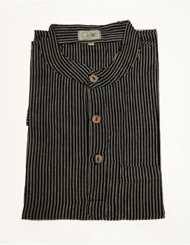 Camisa kurta h algodon rayas botones redondos...