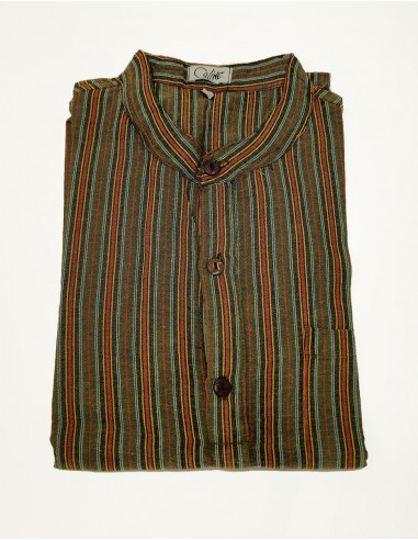 Camisa kurta h algodon rayas botones redondos...