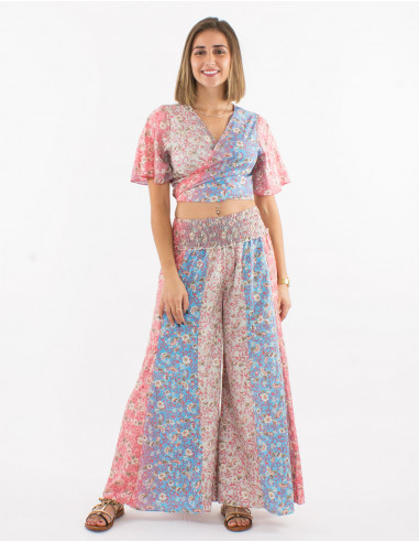 Blusa poliester mangas cortas estampado plateado