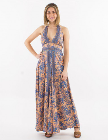 Peto largo poliester espalda abierta estampado...