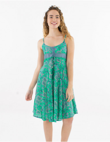 Vestido corto poliester tirantes estapado sari...