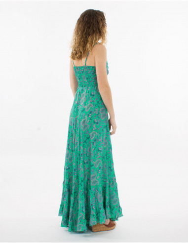 Vestido largo poliester tirantes estampado sari...