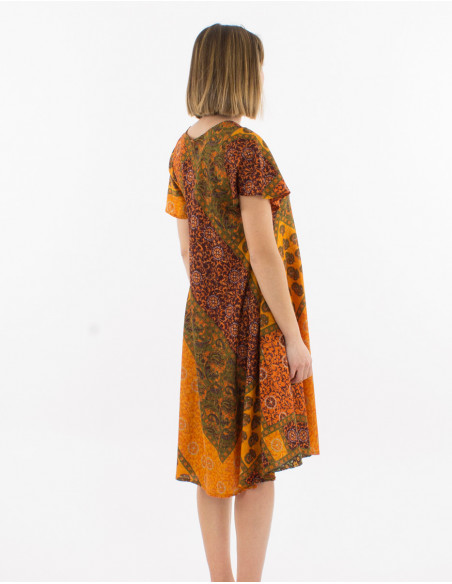 Vestido corto poliester tirantes cortos estampado sari