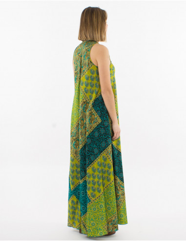 Vestido largo poliester estampado sari