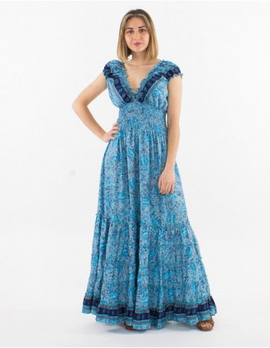 Vestido largo poliester cintura smocke...