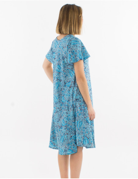 Vestido poliester mangas cortas estampado sari