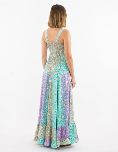 Vestido largo poliester estampado plateado