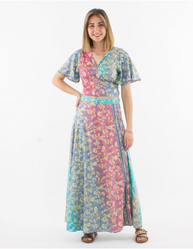 Blusa poliester mangas cortas estampado plateado