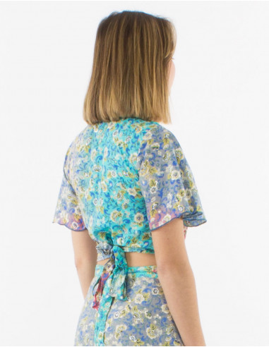 Blusa poliester mangas cortas estampado plateado