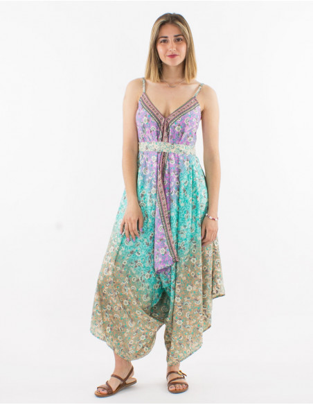 Peto largo poliester estampado plateado