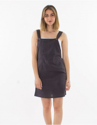 Vestido corto 91% algodon 9% lino tipo peto