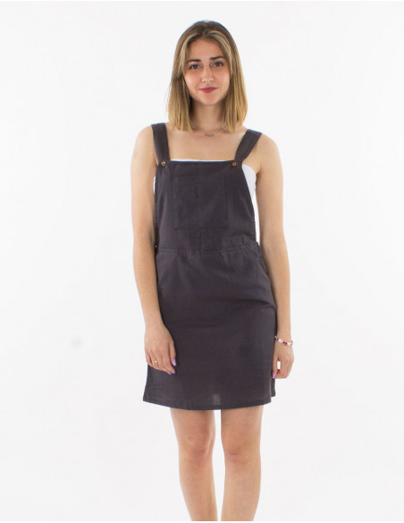 Vestido corto 91% algodon 9% lino tipo peto