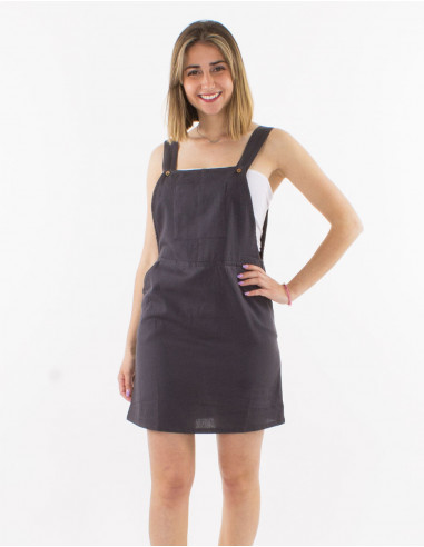 Vestido corto 91% algodon 9% lino tipo peto