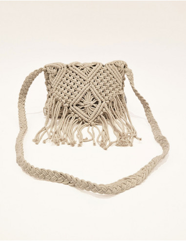 Bolso de algodón macramé con forro 25X20cm