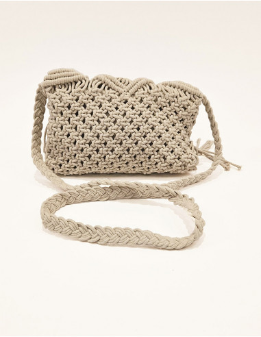 Bolso de algodón macramé con forro 25X20cm