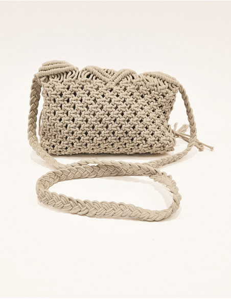 Bolso de algodón macramé con forro 25X20cm
