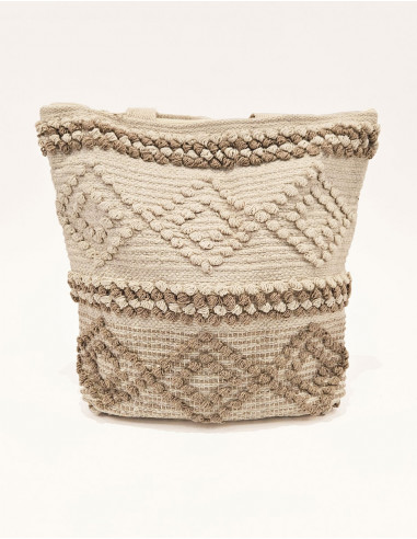Bolso de algodón macramé con forro 45X45CM