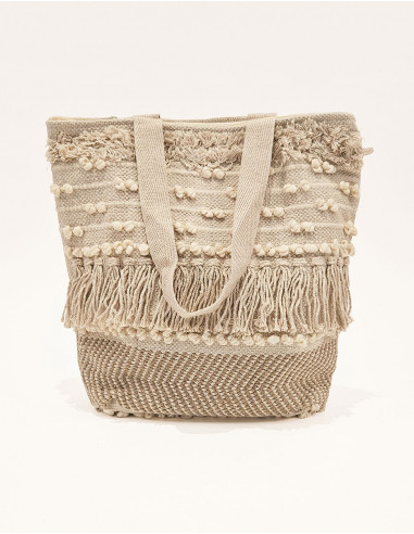 Bolso de algodón macramé con forro 45X45CM