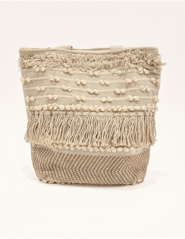 Bolso de algodón macramé con forro 45X45CM