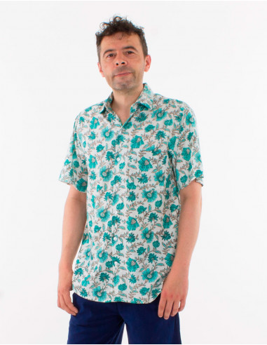 Camisa de algodón ligero de manga corta para hombre