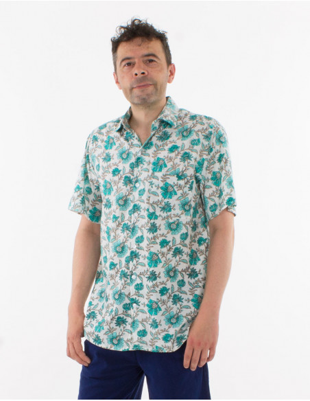 Camisa de algodón ligero de manga corta para hombre