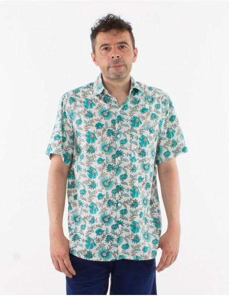 Camisa de algodón ligero de manga corta para hombre