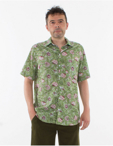 Camisa de algodón ligero de manga corta para hombre