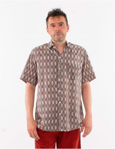 Camisa de algodón ligero de manga corta para hombre