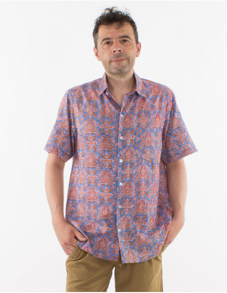 Camisa de algodón ligero de manga corta para hombre