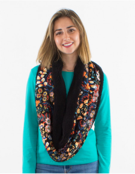 Bufanda snood malla 95% poliester 5% elastano doblada estampado peace