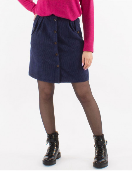 Falda de pana 88% poliester 12% poliamida con botones