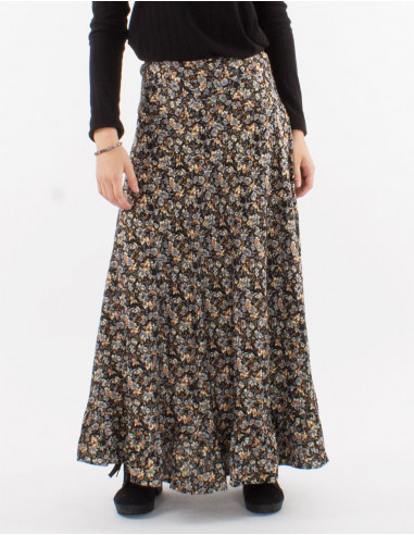 Falda larga poliester doblada estampado dorado