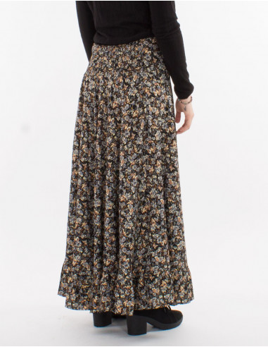 Falda larga poliester doblada estampado dorado