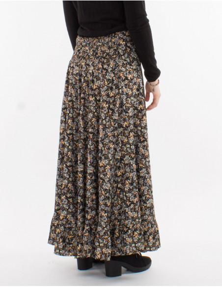 Falda larga poliester doblada estampado dorado