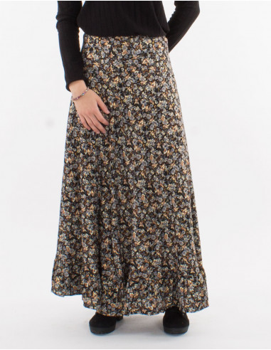Falda larga poliester doblada estampado dorado