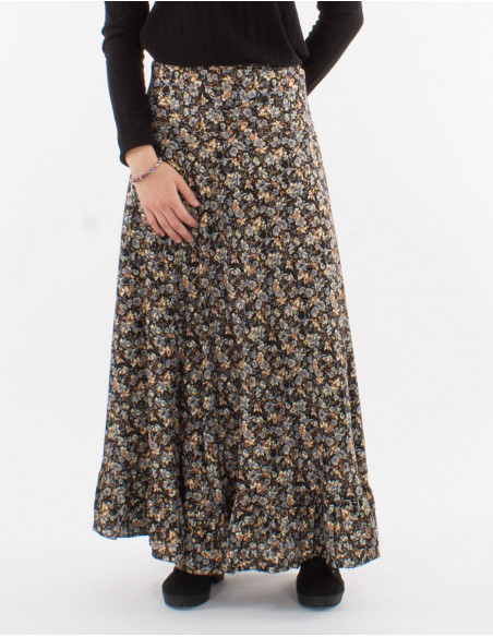 Falda larga poliester doblada estampado dorado
