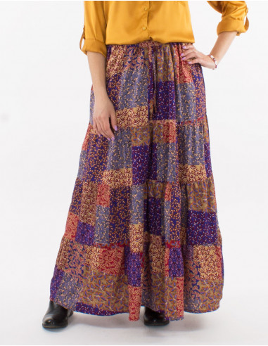 Falda larga poliester doblada con volantes...