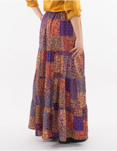 Falda larga poliester doblada con volantes...