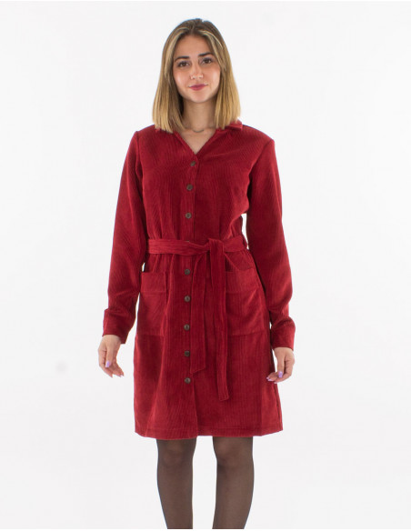 Vestido 88% poliester 12% poliamida con botones terciopelo cotele