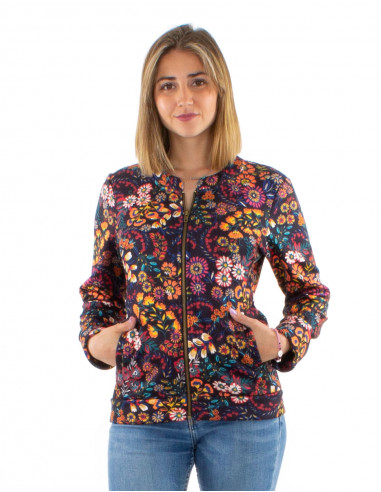 Chaqueta malla 95% poliester 5% elastano forrada estampado peace