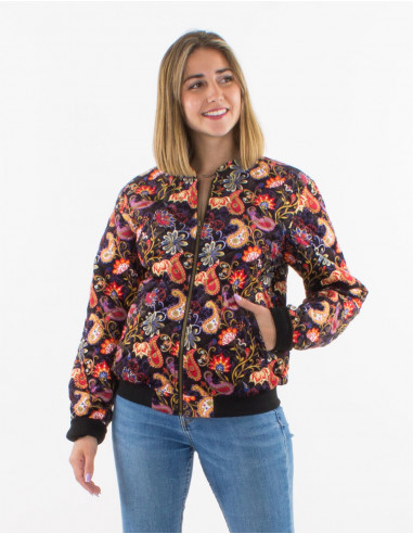 Chaqueta malla poliester terciopelo  estampado...