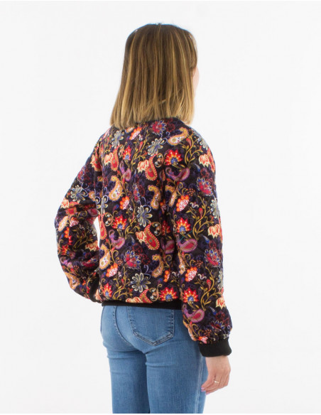 Chaqueta malla poliester terciopelo  estampado tulipan