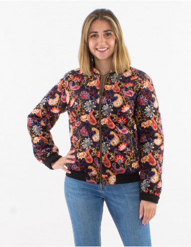 Chaqueta malla poliester terciopelo  estampado...