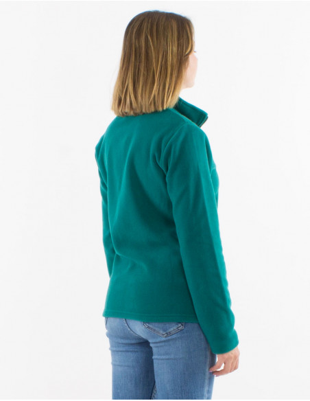 Chaqueta malla poliester polar cuello bordado flores